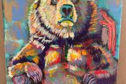 Colourful Bear Portrait Acrylic Painting on Canvas - 30x40cm