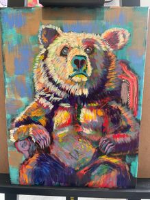 Colourful Bear Portrait Acrylic Painting on Canvas - 30x40cm