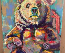 Colourful Bear Portrait Acrylic Painting on Canvas - 30x40cm