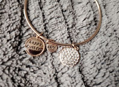 Happy Birthday Golden Bangle Charm Bracelet