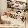 Dressing Table with Mirror and Lights, 3 Color Modes & Adjustable Brightness Modern Makeup Desk, Fluted Vanity Desk with 2 Drawers and 5 Storage Shelves, Bedroom Small Vanity Table Image 6