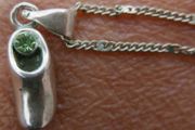 18K white Gold Plated Pendant and Chain 3,4g