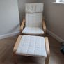PONG Armchair and footstool, birch veneer, white Image 2