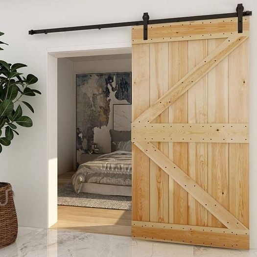 Sliding Barn Door Kit 5FT/152CM Black Heavy Duty Barn Door Sliding Hardware Track Kit for Single Wood Door 76CM Wide