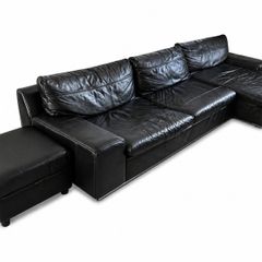 Black leather sofa