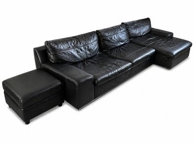 Black leather sofa