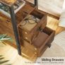 2 Side Tables, Narrow Bedside Rustic Brown Image 5