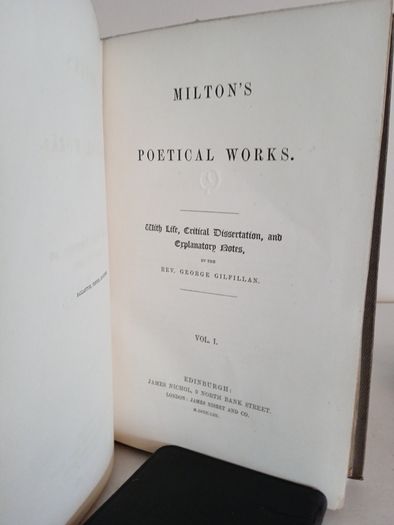 Milton's Poetical Works: With Life, Critical Dissertation and Explanatory Notes by Rev. George Gilfillan (2 Volume Set) (HQ50)
