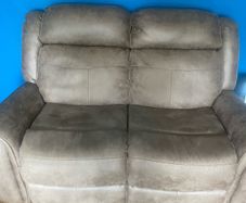 2 seater brown suede recliner sofa