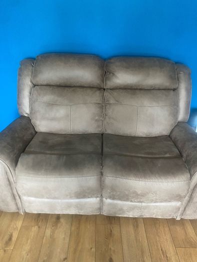 2 seater brown suede recliner sofa