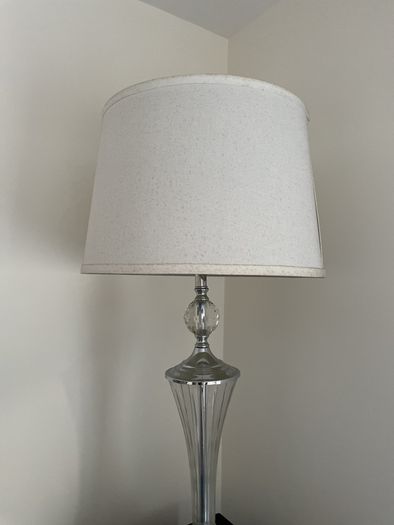 Tall silver and crystal lamp
