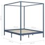 Canopy Bed Frame Grey Solid Pine Wood 160x200 cm Image 4