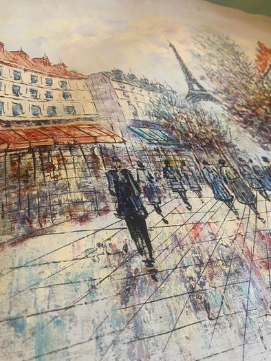 Hand Painted Oil on Canvas - Vintage Parisienne Scene