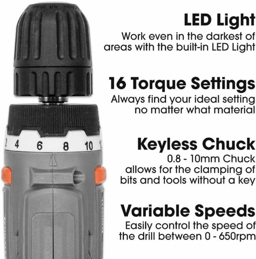 13Pc Cordless Drill Driver 18V/20V-Max Lithium-Ion, Electric Screwdriver, Accessory Kit, LED Work Light, Quick Change Battery & Charger Included