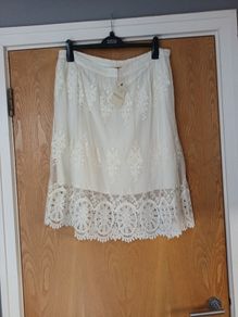 M&S Indigo Cream Skirt.  S.16.   B.N.W.T