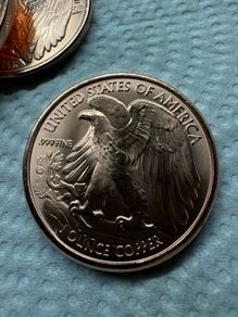 Full tube of 20 x 1 oz copper , 999 Copper Rounds Walking Liberty Eagle