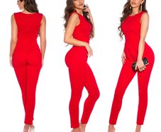 red jumpsuit  fits size s sm strechy