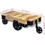 Coffee Table with Wheels Rough Mango Wood Image 9