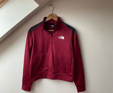 The North Face Cropped Quarter Zip Fleece Pullover Burgundy Black Small