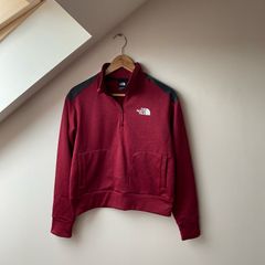 The North Face Cropped Quarter Zip Fleece Pullover Burgundy Black Small