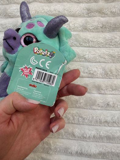 Popetz Triceratops Dinosaur Jumping Plush Toy Sot Teal Purple NO Sounds Eolo Toys Used Please see photos