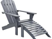 Garden Chair with Ottoman Wood Grey