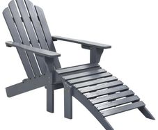 Garden Chair with Ottoman Wood Grey
