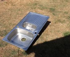 Stainless steel sink.