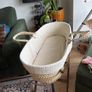 Moses Basket - Little Green Sheep with mattress protector and 2 bedsheed Image 2