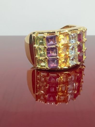 Silver Multi-Gemstone Statement Ring Harry Ivens