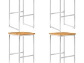 Bar Chairs 4 pcs Solid Acacia Wood and Stainless Steel