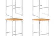 Bar Chairs 4 pcs Solid Acacia Wood and Stainless Steel