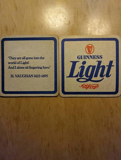 Guinness Light pint glass and beer mats