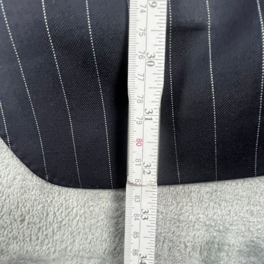 Samuel Windsor Mens Pinstripe Wool Suit 40R W36 Navy Stripe Classic Fit