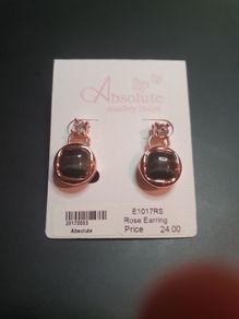 NEW Gold color earrings with black stones by Absolute Jewellery Design
