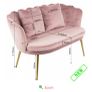 Grey & blush pink Velvet 2 Seater Sofas Image 2