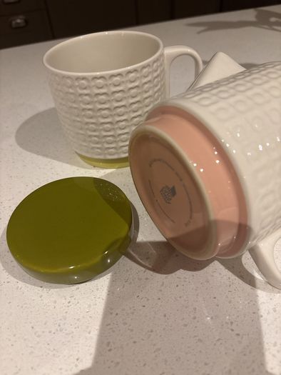 Orla Kiely Ceramic " Tea for One" Stacking Teapot and Mug Set - Pressed Flower