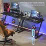 Gaming Desk 100 x 55 cm, Gaming Desk with Monitor Shelf, PC Gaming Table Gaming Table with Carbon Fibre Surface, Gaming Table, Computer Desks for Home with Drink Holder and Headphone Hooks Image 3