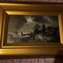 Antique Moonlit River Scene  Edwardian Print in Deep Gilt Frame Image 4