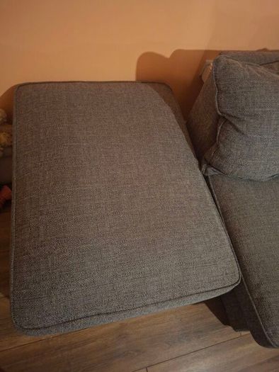 L couch, swivel love seat and large footstool