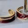 A Pair of Burgundy Oil Drip Rings with Open Ring Image 2
