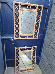 2 x Vintage Rattan/Bamboo Mirrors