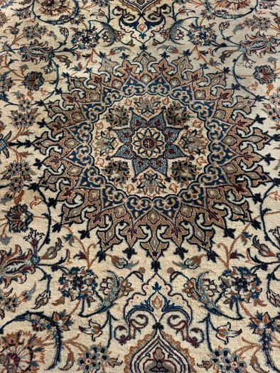 Elegant Large Persian Nain Rug | Hand-Knotted Wool | 343cm X 250cm