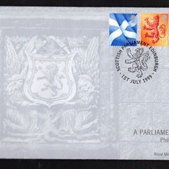 1999 Scotland A Parliament for Scotland Philatelic Numismatic Cover (PNC) with set of definitive set and UK1 coin