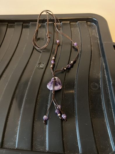 jewellery amathyst  neck piece on leather