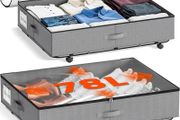 XXXL 78L Under Bed Storage on Wheels, 2-Pack Rolling Storage Containers with Clear Lid &amp; Label, Heavy-Duty Metal Frame, Easy Pull-out, Underbed Storage Bins for Clothes, Shoes, Blankets, and Toys
