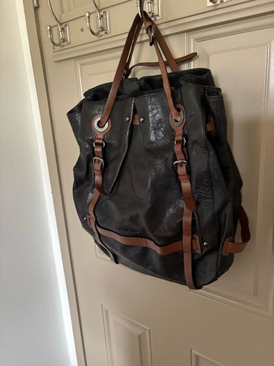 Genuine leather black and dark brown shoulder bag by Karen Millen