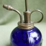 Vintage Perfume Vaporizer Glass Blue Ribbed Image 3