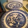 SET OF 2 Pristine Churchill Blue Willow 10 3/8 INCHES  Dinner Plate, Microwave Proof, Image 2