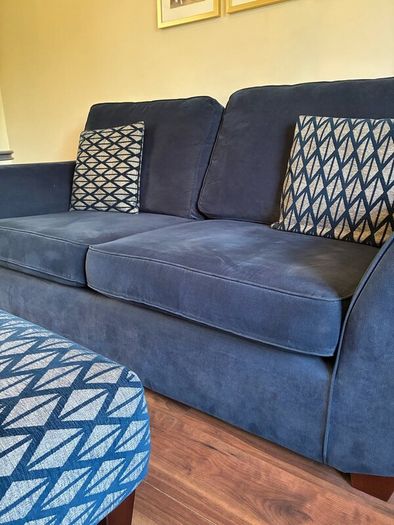 Navy 2 & 3 Seater Sofa & Ottoman